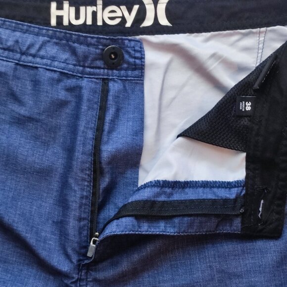 Hurley lightweight summer flat front short darker blue men's size 38 - Picture 7 of 10